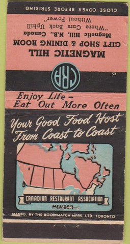 Matchbook Cover - Magnetic Hill Gift Shop NB 30 Strike