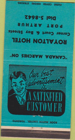 Matchbook Cover - Royalton Hotel Port Arthur ON  30 Strike
