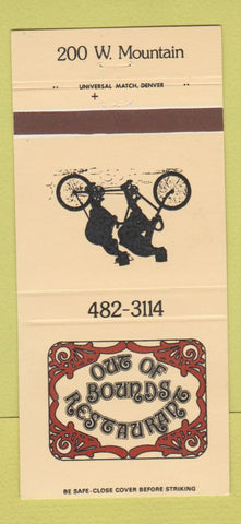 Matchbook Cover - Out of Bounds Restaurant Fort Collins Colorado 30 Strike
