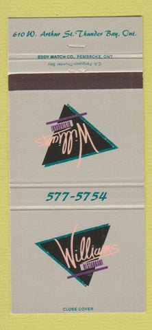 Matchbook Cover - William's Restaurant Thunder Bay ON 30 Strike