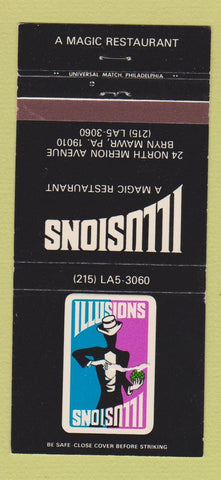 Matchbook Cover - Illusions Magic Restaurant Bryn Mawr PA 30 Strike