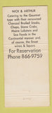 Matchbook Cover - Nick and Arthur Restaurant Miami Beach FL 30 Strike