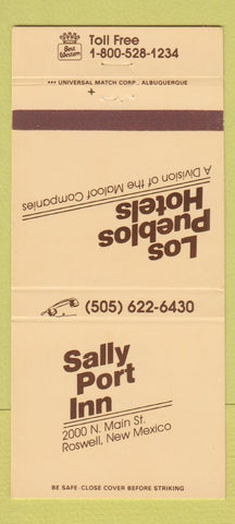 Matchbook Cover - Sally Port Inn Roswell NM Los Pueblos Hotels 30 Strike