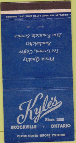 Matchbook Cover - Kyle's Brockville ON 30 Strike