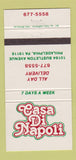 Matchbook Cover - Casa Di Napoli Philadelphia PA restaurant 30 Strike