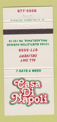 Matchbook Cover - Casa Di Napoli Philadelphia PA restaurant 30 Strike