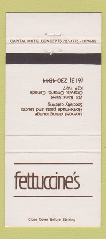 Matchbook Cover - Fettuccine's Restaurant Ottawa ON 30 Strike
