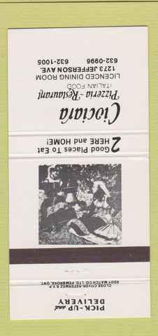 Matchbook Cover - Ciociara Pizza Restaurant Canada 30 Strike