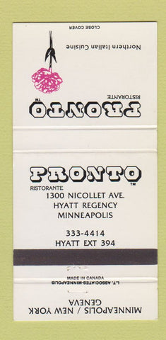 Matchbook Cover - Pronto Ristorante Minneapolis MN Hyatt Regency 30 Strike