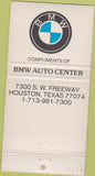 Matchbook Cover - BMW Auto Center Houston TX 30 Strike