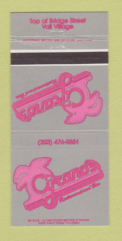Matchbook Cover - Cyrano's Restaurant Vail Village Colorado 30 Strike