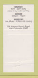 Matchbook Cover - Cyrano's Restaurant Vail Village Colorado 30 Strike
