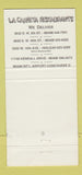 Matchbook Cover - La Carreta Restaurant Cuban Miami Hialeah FL 30 Strike