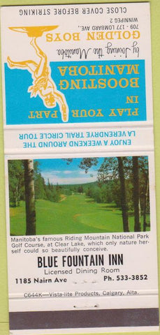 Matchbook Cover - Blue Fountain Inn Winnipeg MB 30 Strike