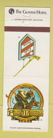 Matchbook Cover - Gunter Hotel San Antonio TX Padre Muldoon's Cafe Suisse
