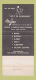 Matchbook Cover - Mr Jon Clothes Miami FL 30 Strike