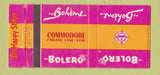 Matchbook Cover - Bolero Boheme Commodore Cruise Line WEAR 30 Strike
