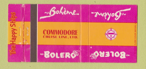 Matchbook Cover - Bolero Boheme Commodore Cruise Line WEAR 30 Strike