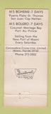 Matchbook Cover - Bolero Boheme Commodore Cruise Line WEAR 30 Strike