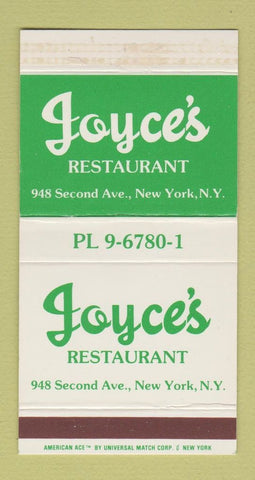Matchbox - Joyce's Restaurant New York City