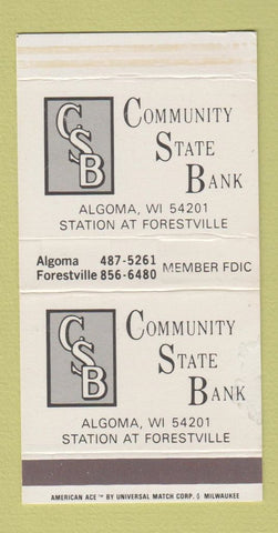 Matchbox - Community State Bank Algoma WI Forestville WEAR