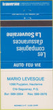Matchbook Cover - Mario Levesque Cte Saguenay QC Insurance 30 Strike