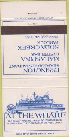 Matchbook Cover - At The Wharf Vancouver BC WEAR 30 Strike