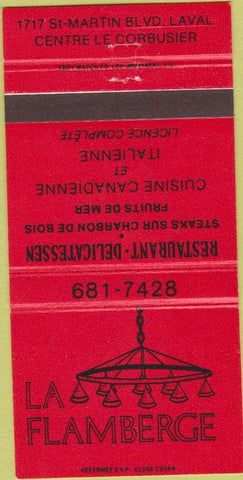 Matchbook Cover - La Flamberge Centre Le Corbusier Italian 30 Strike