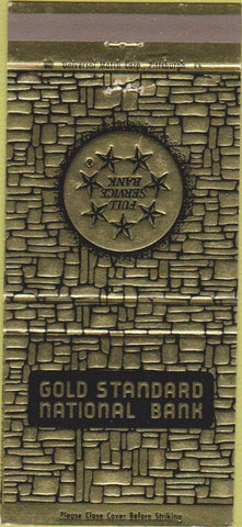 Matchbook Cover - Gold Standard National Bank Marienville PA 30 Strike