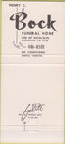 Matchbook Cover - Henry Bock Funeral Home Glenshaw PA 30 Strike