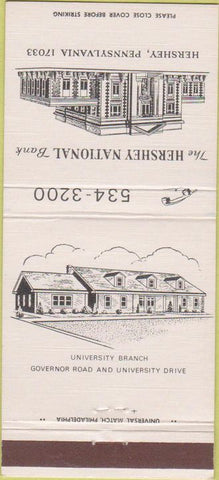 Matchbook Cover - Hershey National Bank PA 30 Strike