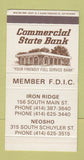 Matchbox - Commercial State Bank Iron Ridge Neosho WI