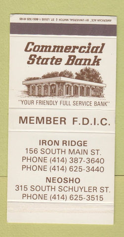 Matchbox - Commercial State Bank Iron Ridge Neosho WI