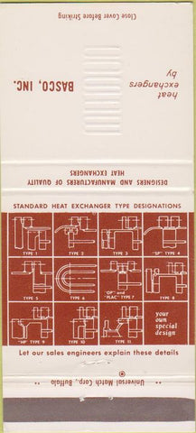Matchbook Cover - Basco Heat Exchangers Buffalo NY 30 Strike