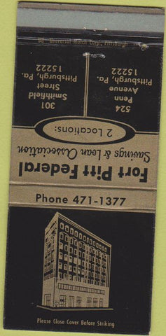 Matchbook Cover - Fort Pitt Federal Bank Pittsburgh PA 30 Strike