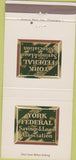 Matchbook Cover - York Savings Loan PA 30 Strike