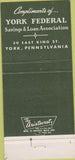 Matchbook Cover - York Savings Loan PA 30 Strike