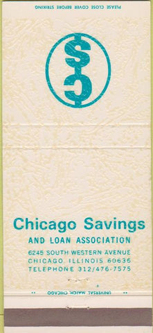 Matchbook Cover - Chicago Saving and Loan Chicago IL 30 Strike