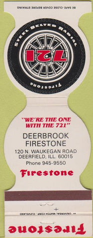Matchbook Cover - Firestone Tires Deerbrook Deerfield IL  Contour