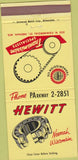 Matchbook Cover - Hewitt Neenah WI tranmission parts bearings 30 Strike