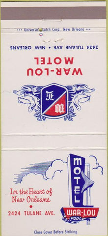 Matchbook Cover - Motel War Lou New Orleans LA 30 Strike