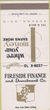 Matchbook Cover - Fireside Finance Investment Co Hudson OH 30 Strike