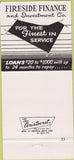 Matchbook Cover - Fireside Finance Investment Co Hudson OH 30 Strike