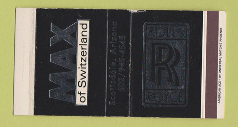 Matchbox - Rolls Royce Cars Max of Switzerland Scottsdale AZ WEAR
