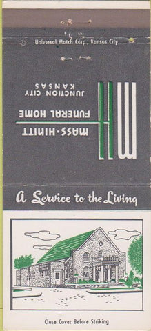 Matchbook Cover - Mass Hinitt Funeral Home Junction City KS 30 Strike