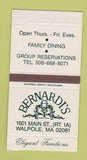 Matchbox - Bernardi's Restaurant Walpole MA