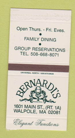 Matchbox - Bernardi's Restaurant Walpole MA