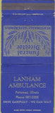 Matchbook Cover - Lanham Ambulance Potomac IL 30 Strike