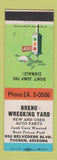 Matchbook Cover - Brenu Wrecking Yard Tucson AZ auto parts
