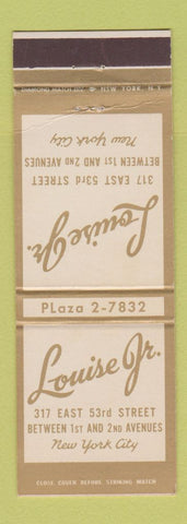 Matchbook Cover - Louise Jr New York City Restaurant